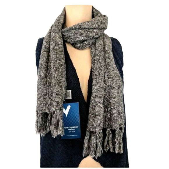 White Sierra Women's Scarf  NWT $40 Wool Blend Cold Weather  Charcoal Heather - Picture 1 of 4